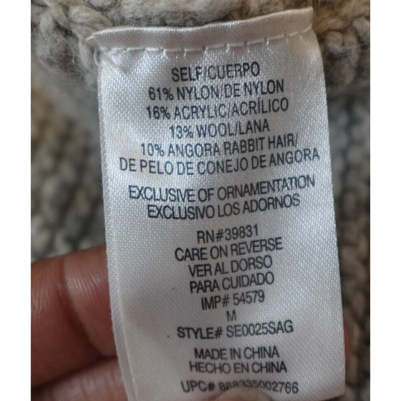 Sam Edelman Women M Cardigan Sweater Knit Open Front Gray Wool Blend - Picture 5 of 6